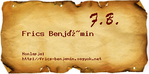 Frics Benjámin névjegykártya